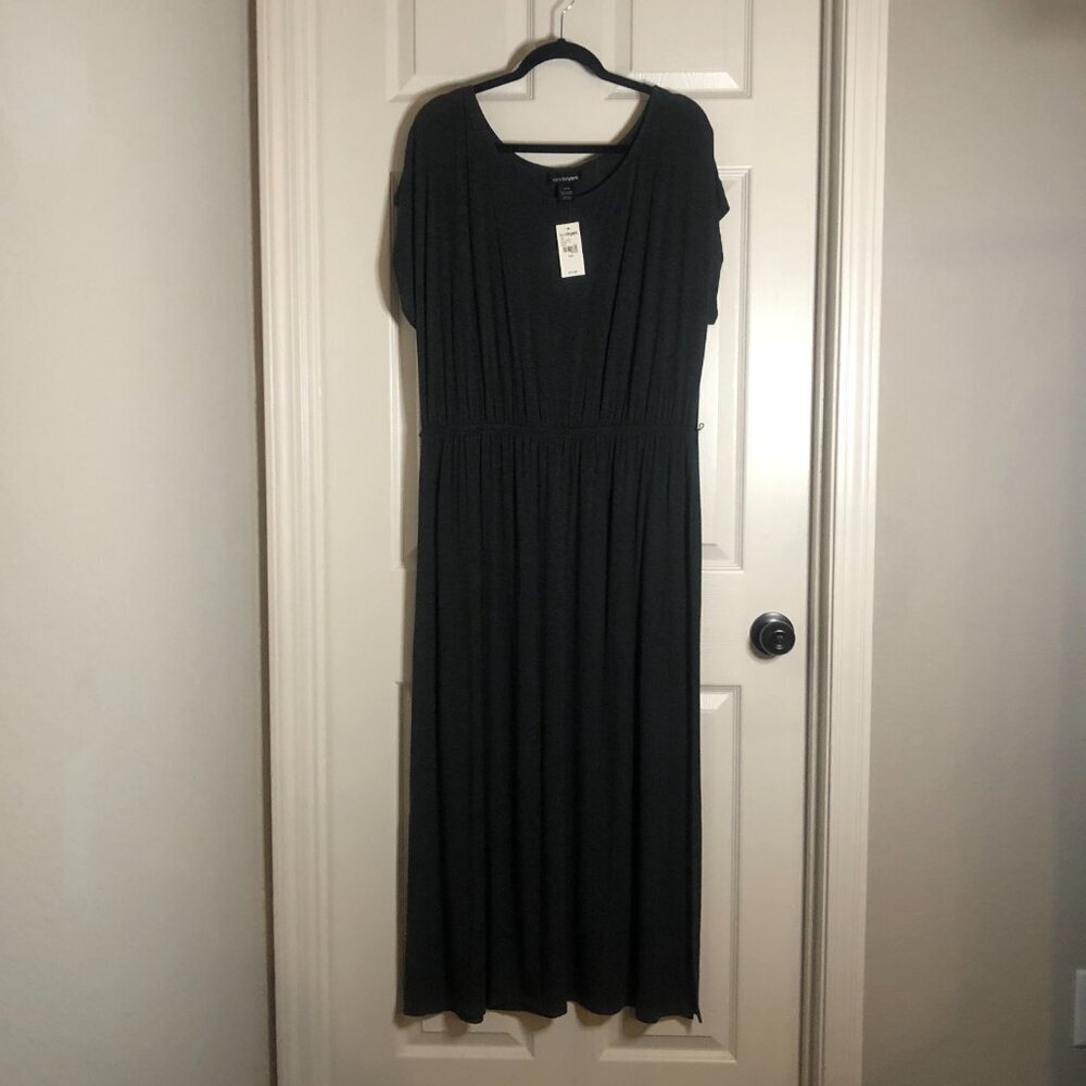 Lane Bryant Bnwt Heather Gray Cinched Waist W/ Belt Loops Maxi Dress Size 14/16